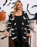 Women's Halloween Bat Jacquard Open-Front Knit Cardigan Sweater from Mish Mash Market