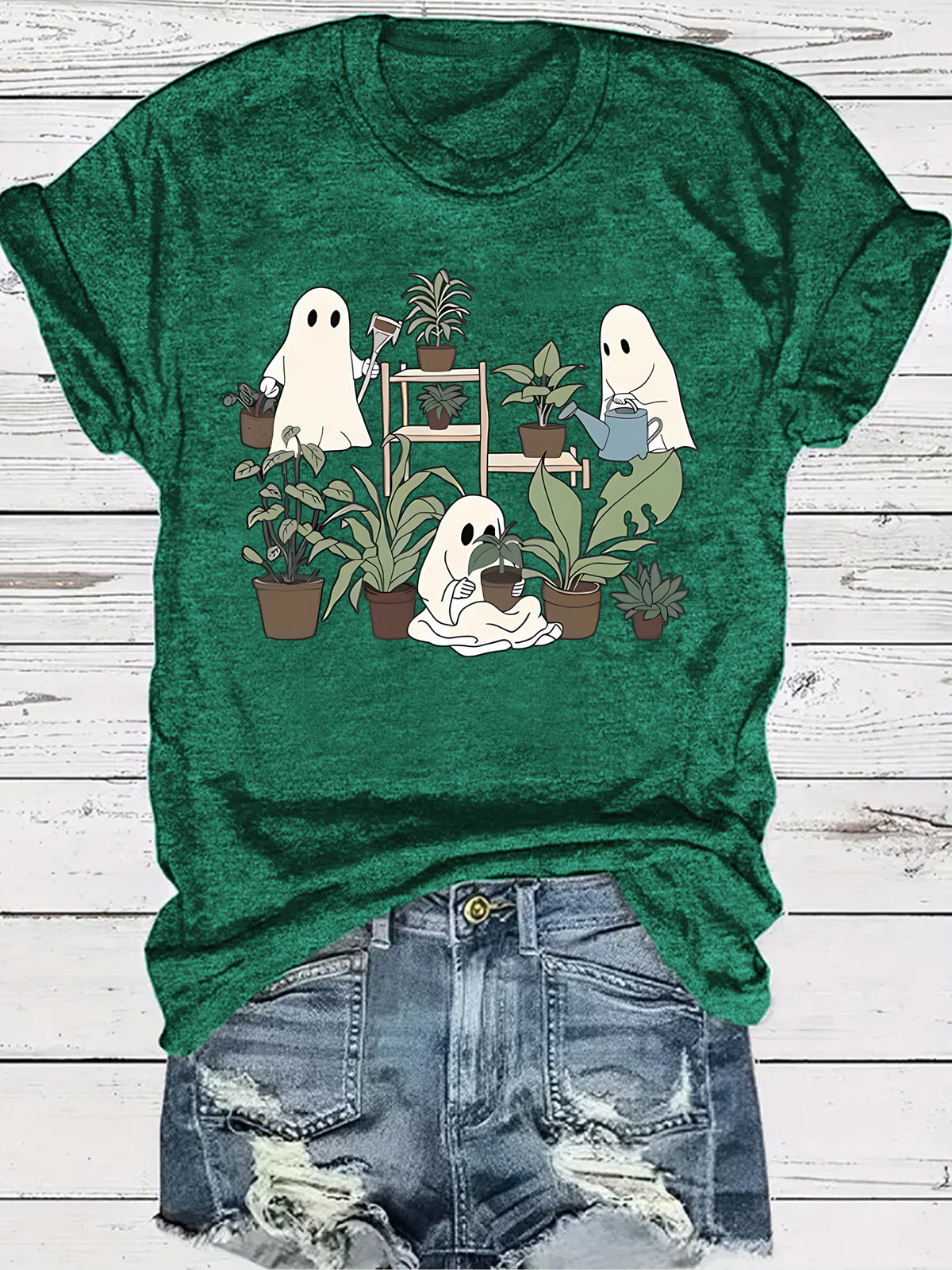 Halloween Cute Spooky Ghost Plant Lover Graphic T-Shirt from Mish Mash Market
