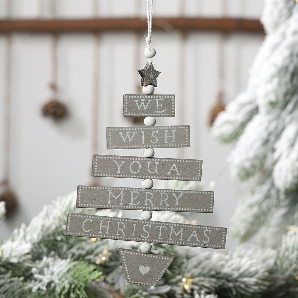 "WE WISH YOU A MERRY CHRISTMAS" Wood Hanging Sign