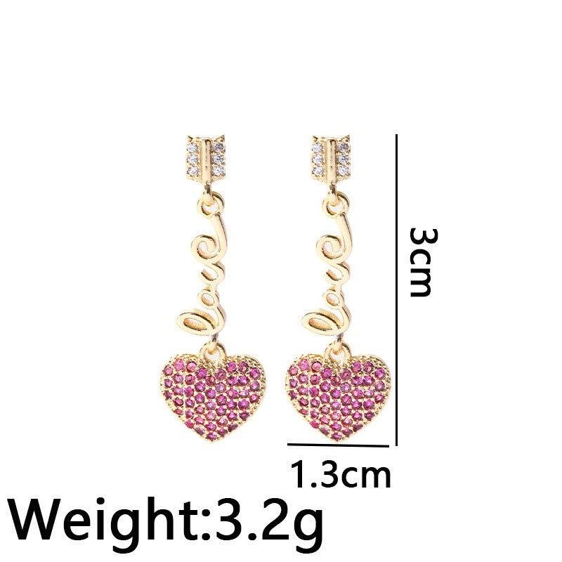 Love Copper Plated Gold Micro Set Zircon Earrings from Mish Mash Market
