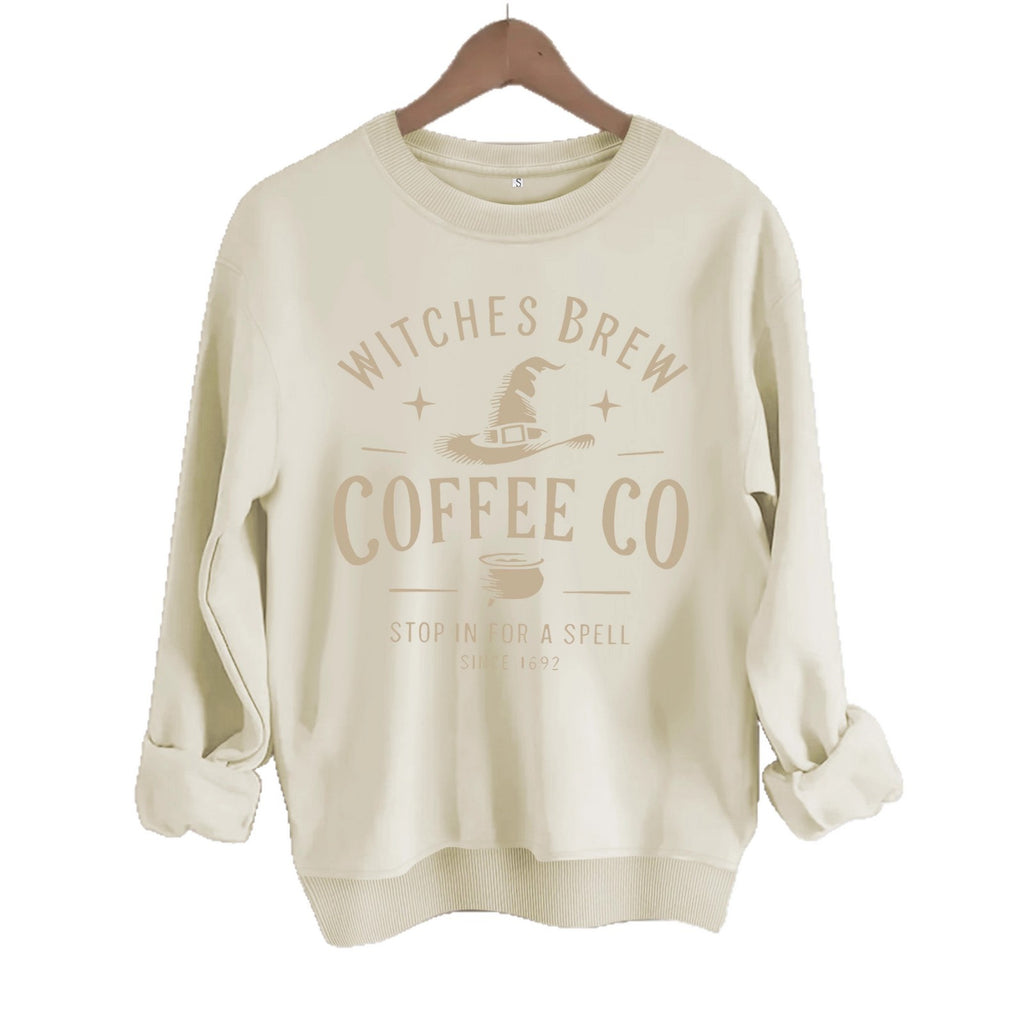 Witch's Brew Coffee Co. Halloween Graphic Sweatshirt - Casual Crewneck Pullover from Mish Mash Market