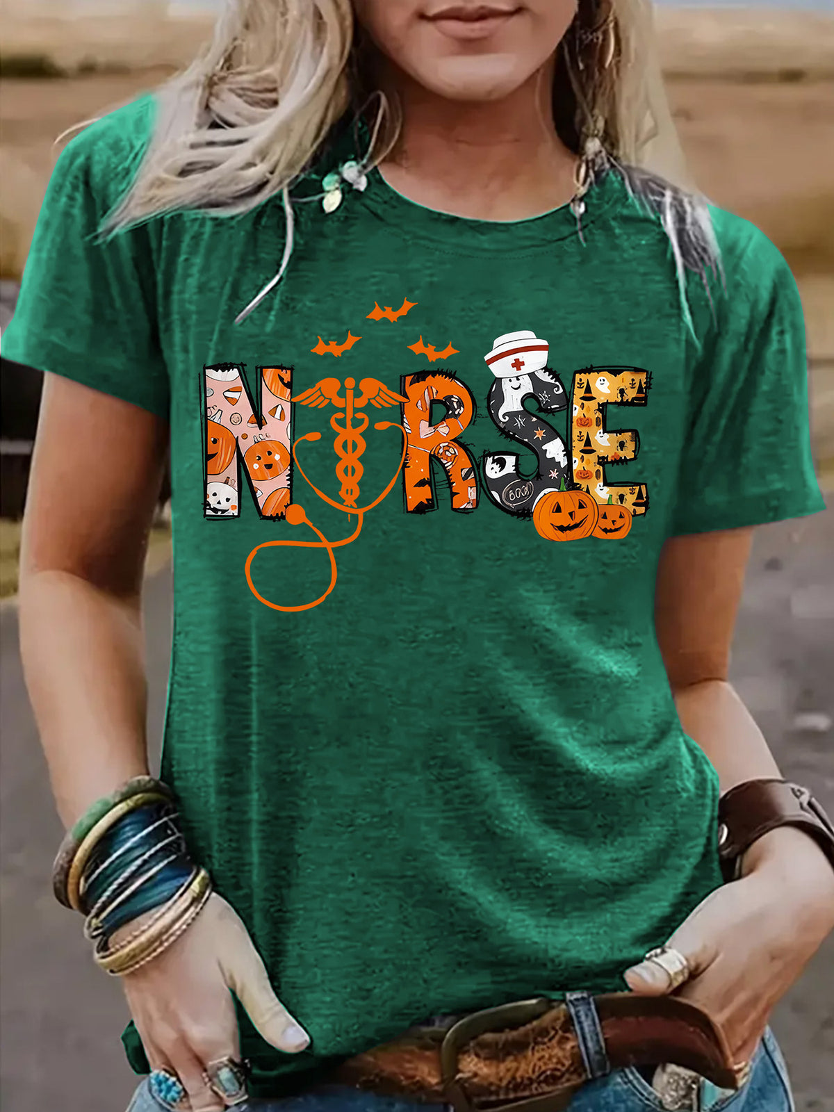 Spooktacular Halloween Nurse Graphic T-Shirt from Mish Mash Market