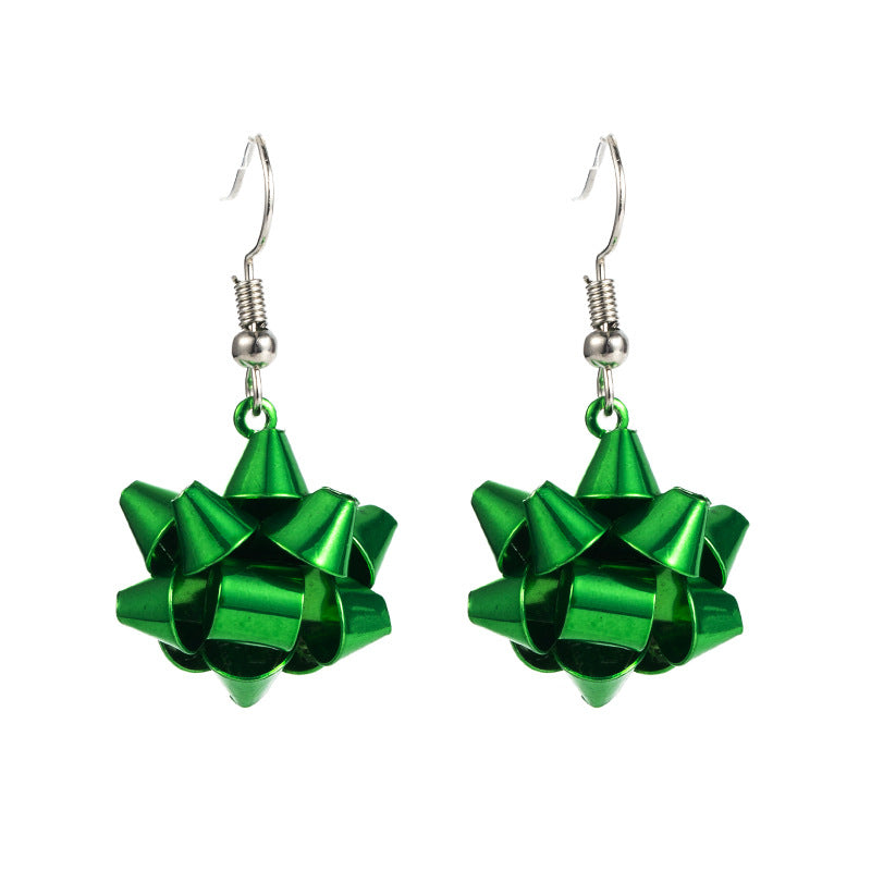 Christmas Gift Metallic Ribbon Bow Earrings
