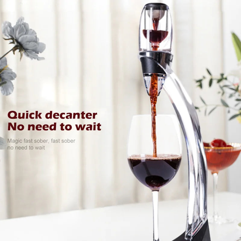 Wine Aerator Decanter & Pourer Set – Instant Aerating Spout with Filter & Stand