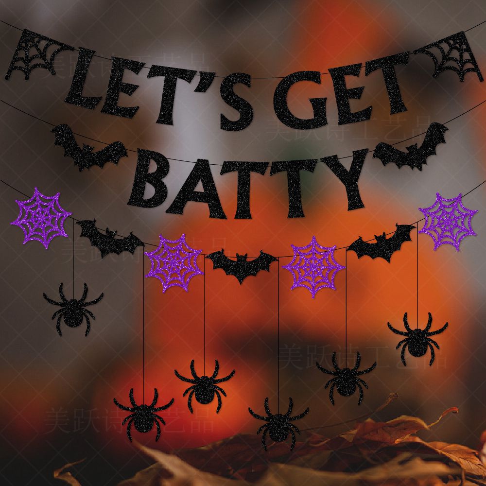 Halloween Bat & Spider Garland Banner Set