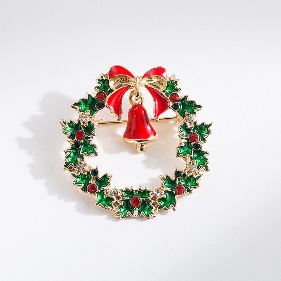 Christmas Brooch in Wreath, Snowman, Christmas Tree Styles