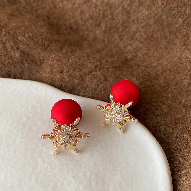Super Fairy Zircon Snowflake Earrings