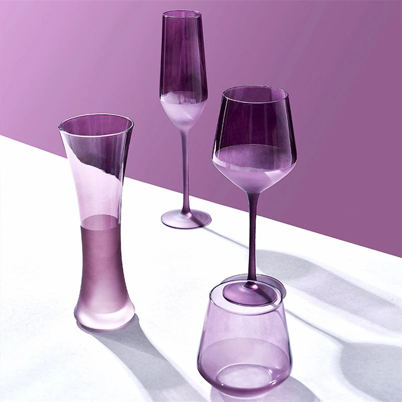 Modern Lavender Frosted Wine Goblet – Elegant French Style from Mish Mash Market