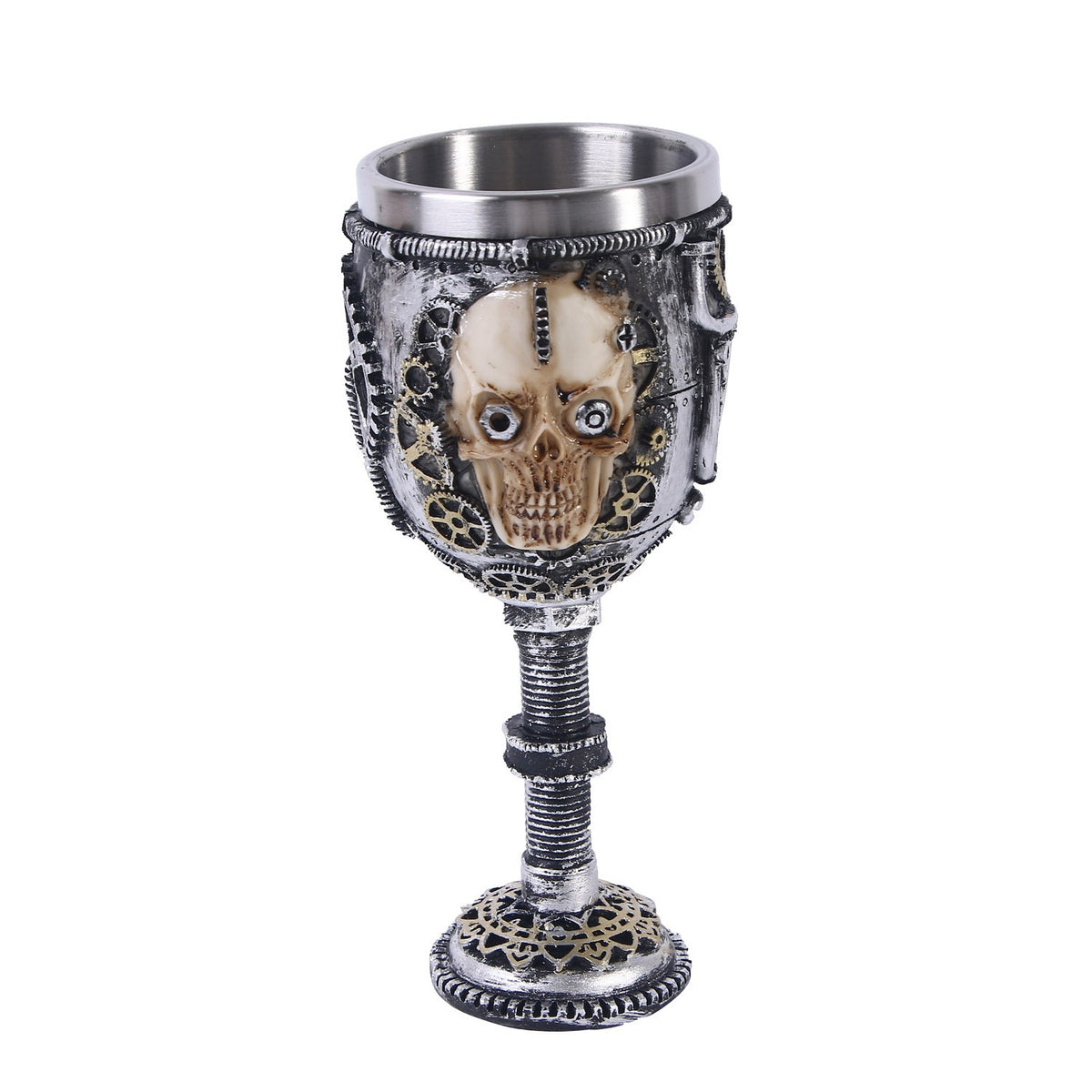 Mechanical Steampunk Skull Wine Goblet from Mish Mash Market