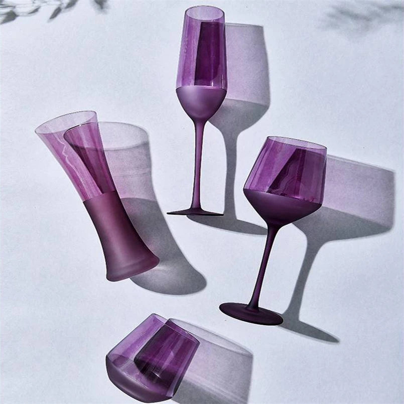 Modern Lavender Frosted Wine Goblet – Elegant French Style from Mish Mash Market