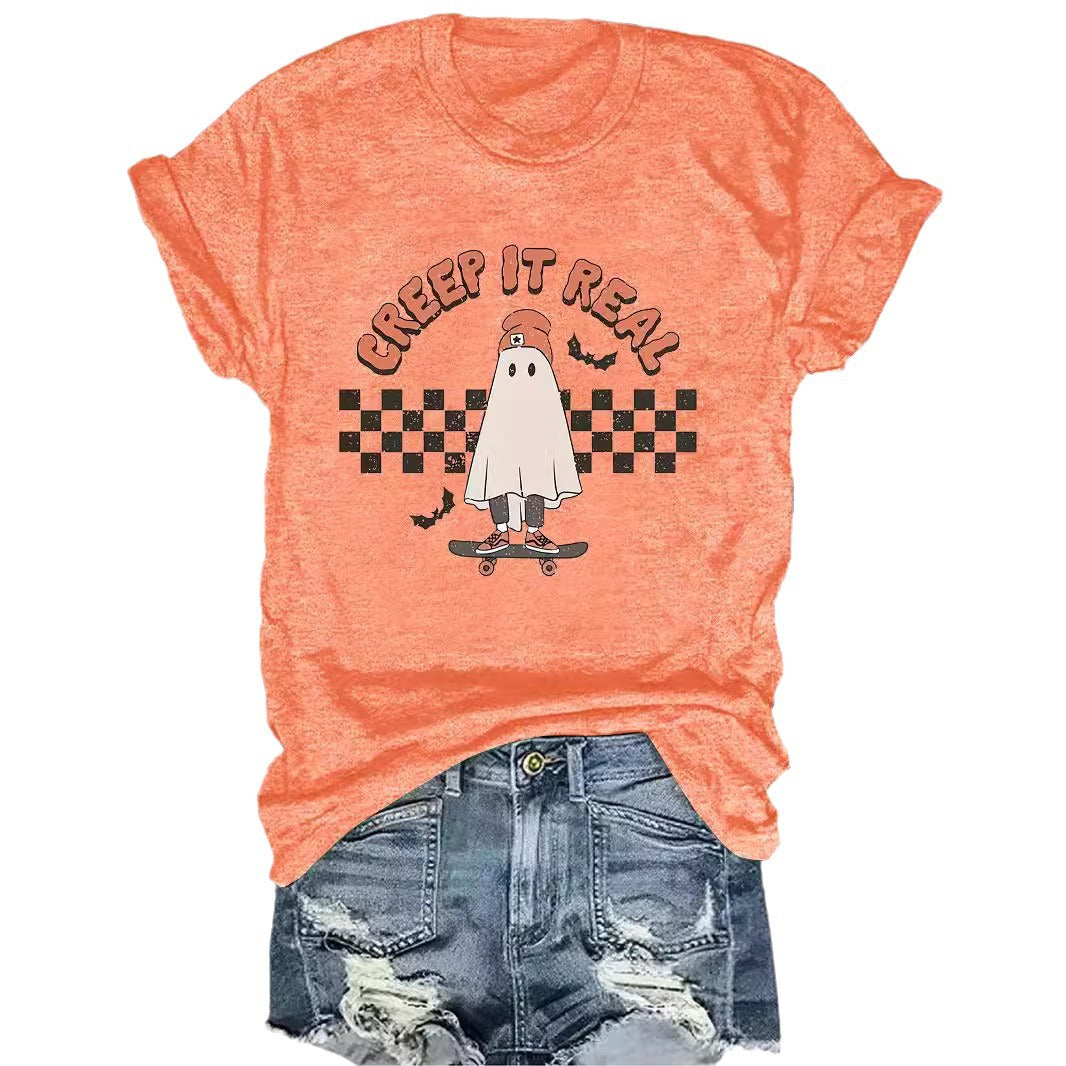 Creep It Real Halloween Ghost Graphic Short Sleeve T-Shirt from Mish Mash Market