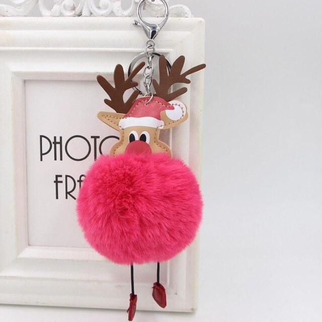 Plush Reindeer Keychain - Christmas Pom Pom Bag Charm & Gift Pendant from Mish Mash Market