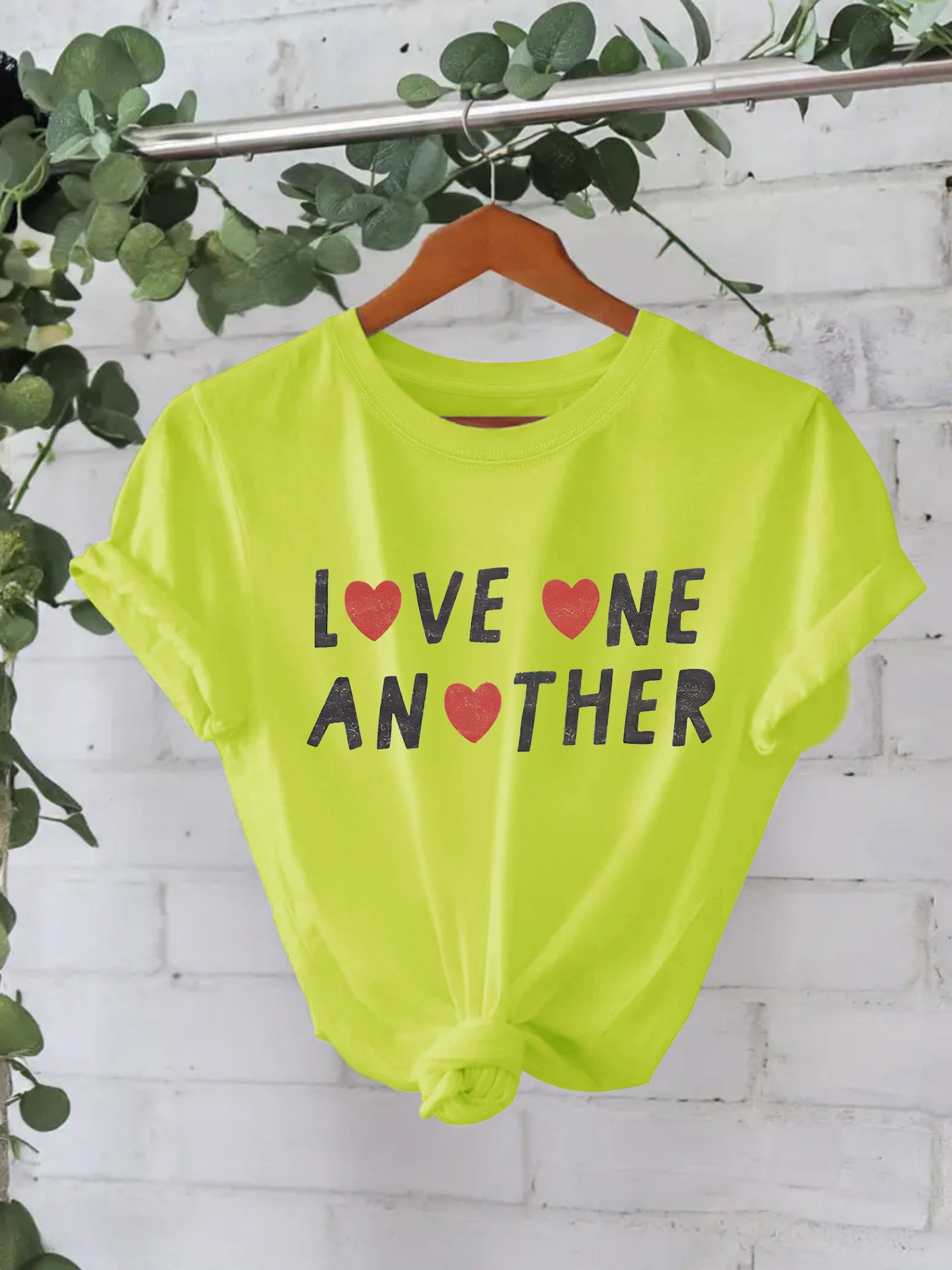 Women’s Love One Another Short Sleeve T-Shirt – Casual Crew Neck Graphic Pullover Top
