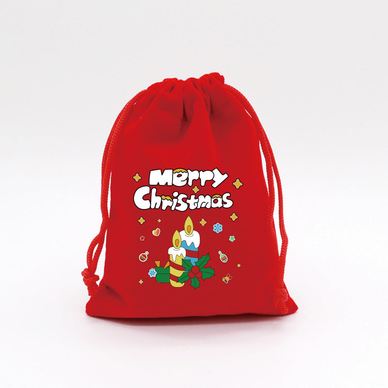 Red Velvet Christmas Drawstring Gift Bag