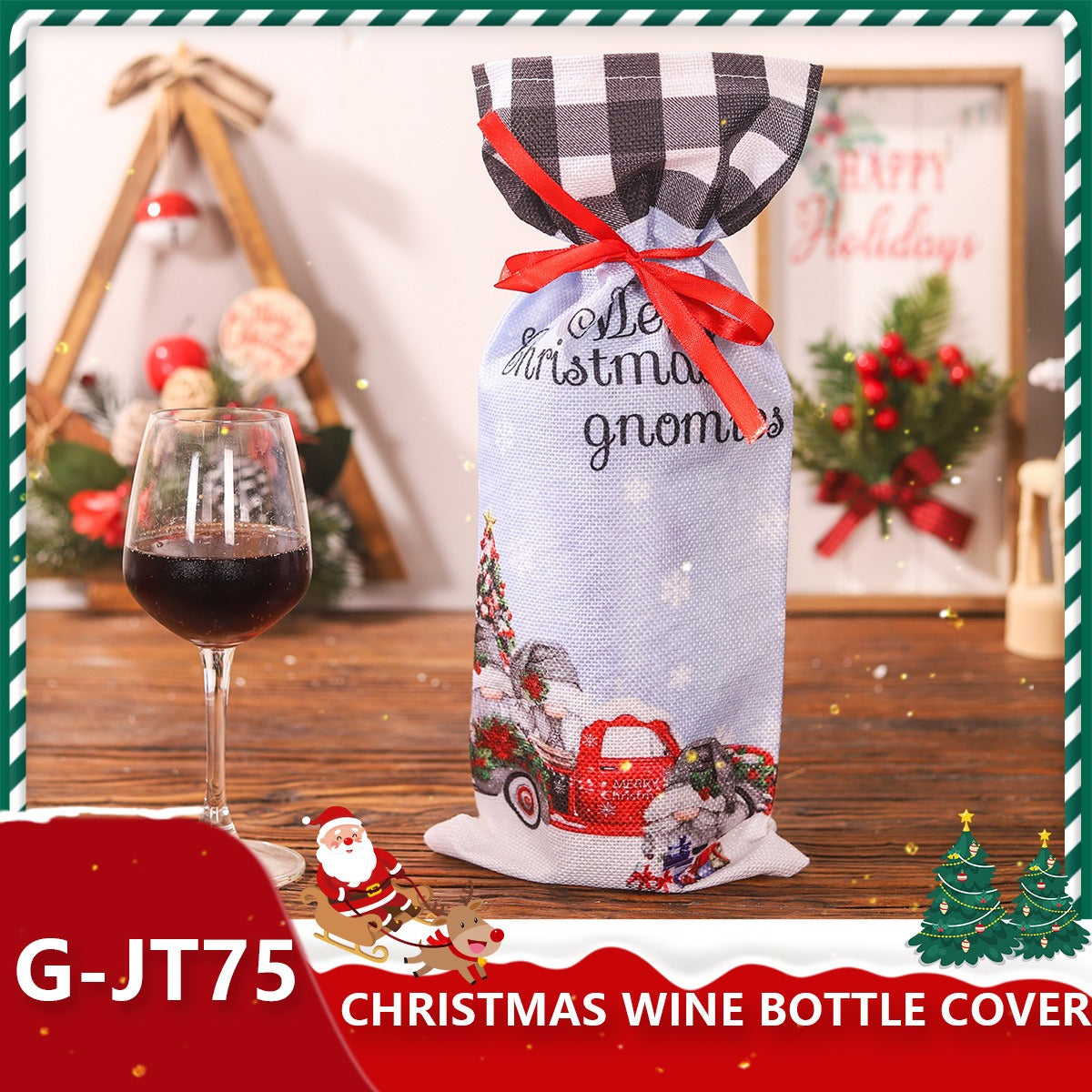 Festive Holiday Wine Bottle Gift Bags - Santa & Winter Themes from Mish Mash Market