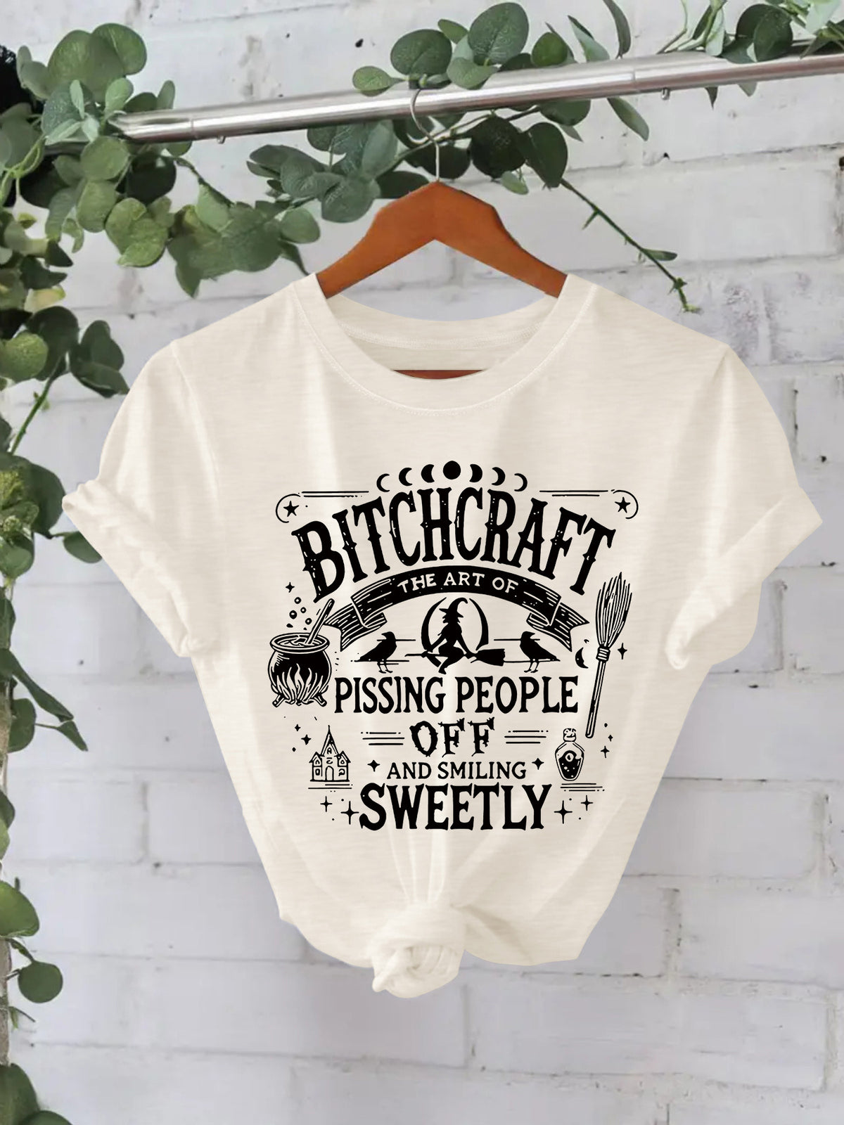 Bitchcraft Graphic Halloween T-Shirt – Loose Fit Short Sleeve Tee from Mish Mash Market