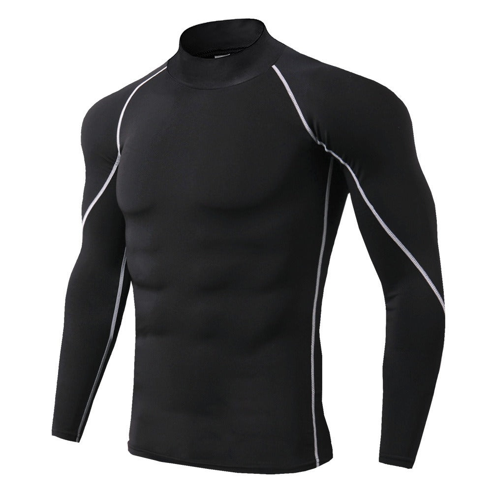 Men's High Collar Fitness Long Sleeved Pro Sports T-Shirt from Mish Mash Market