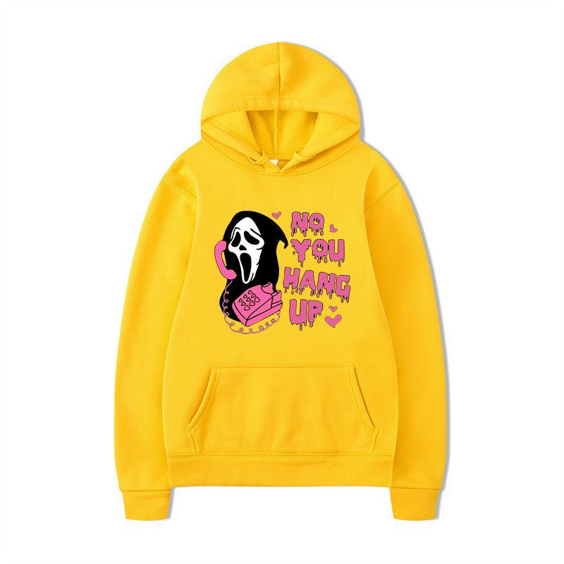 Halloween Ghost Graphic Loose Fit Hoodie – Casual Unisex Long Sleeve Sweatshirt from Mish Mash Market