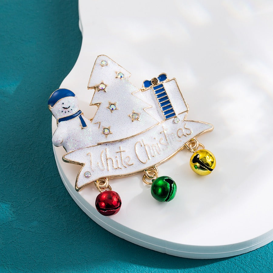 Christmas Brooch in Wreath, Snowman, Christmas Tree Styles