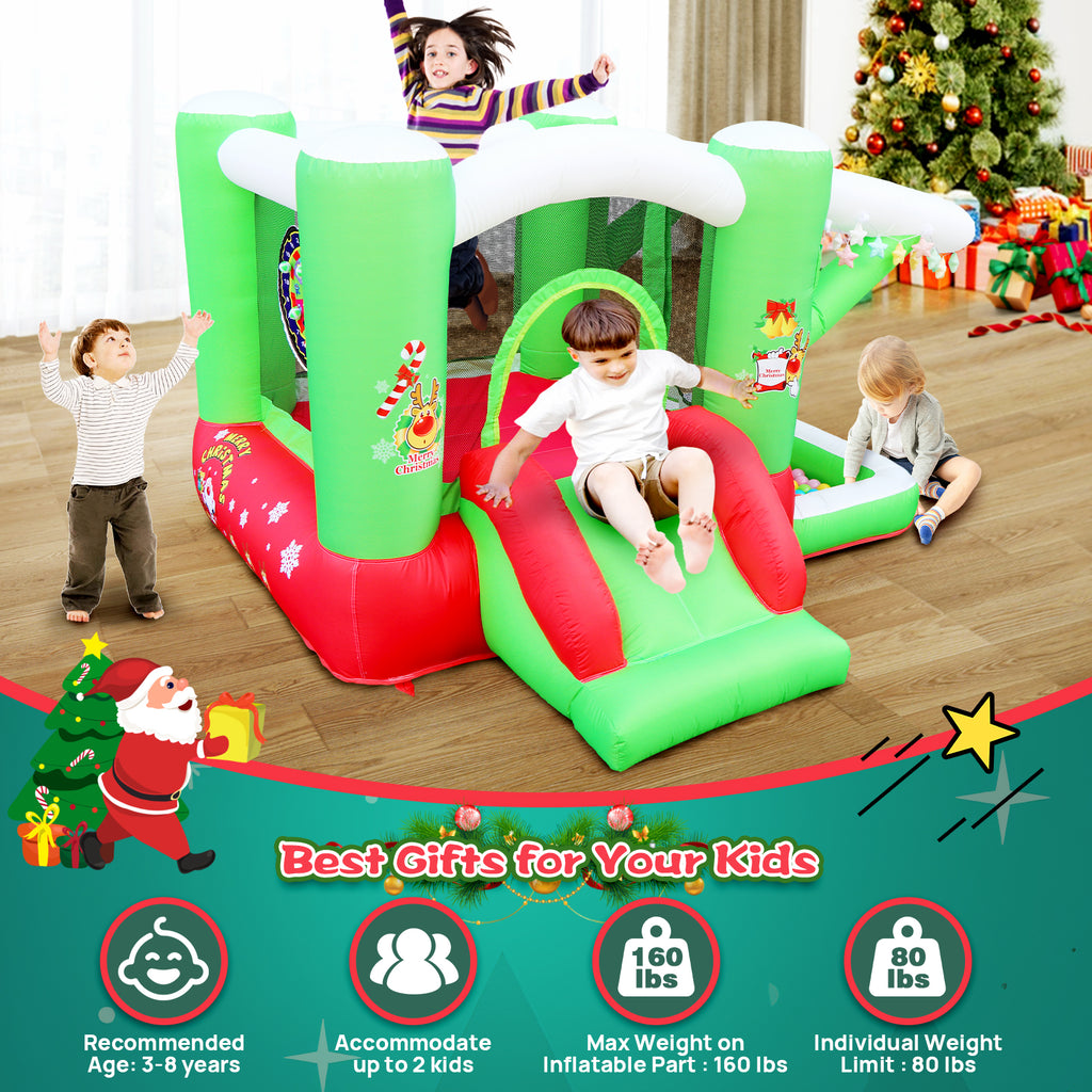 Christmas Inflatable Bounce House with Slide & Blower