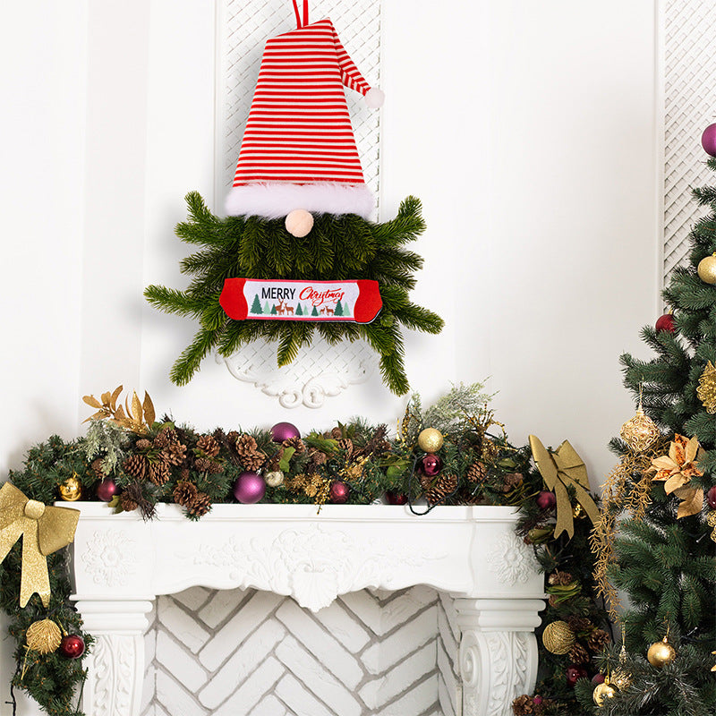 Striped Hat Gnome Christmas Door Wreath