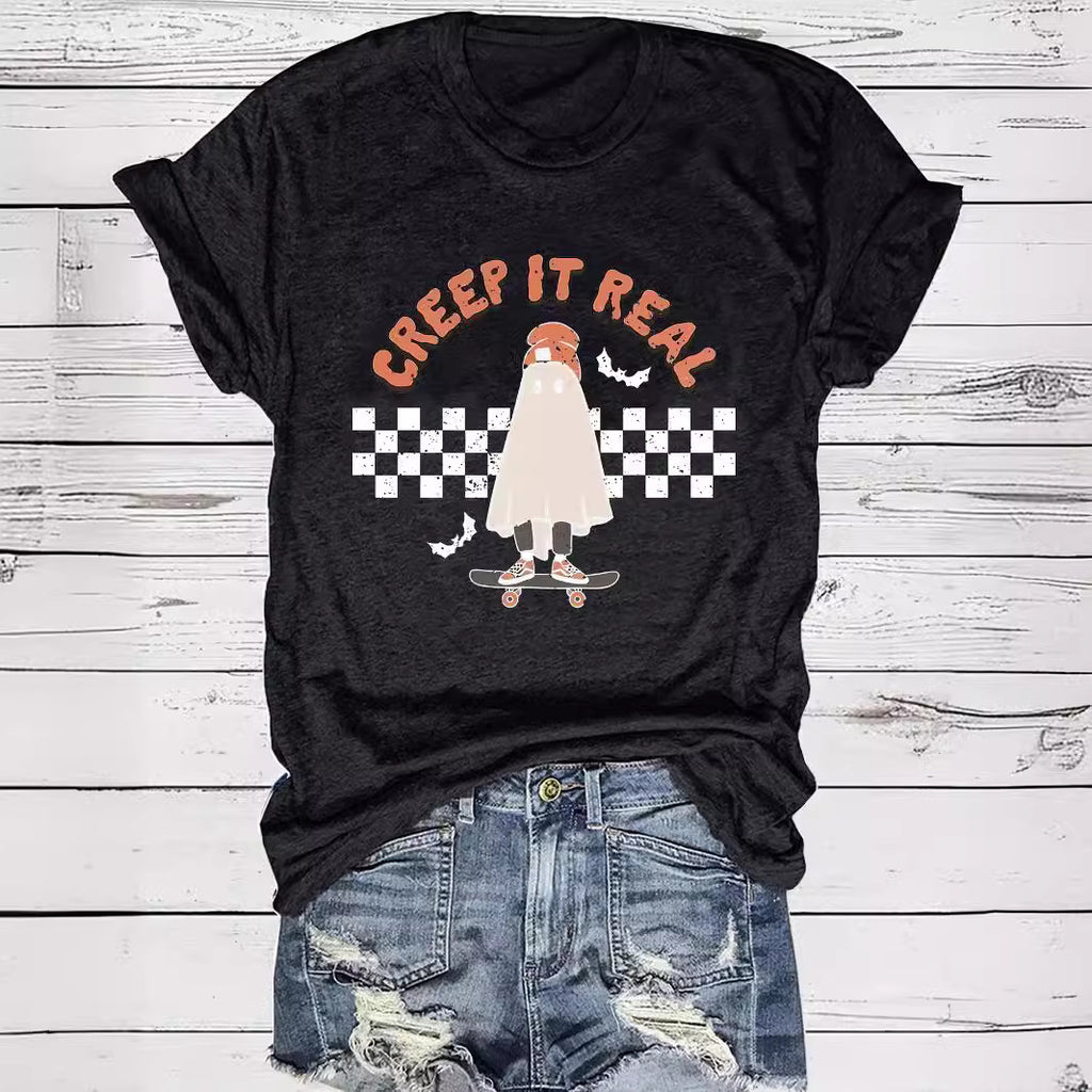 Creep It Real Halloween Ghost Graphic Short Sleeve T-Shirt from Mish Mash Market