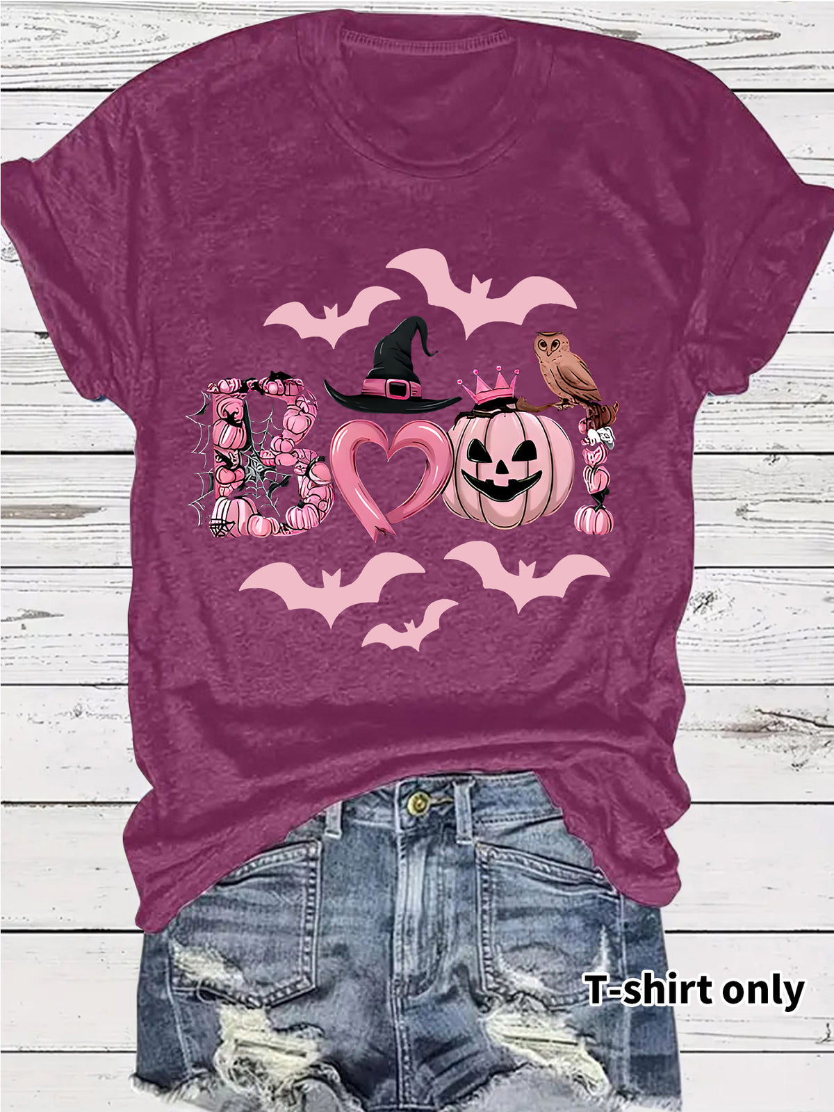 Women's Halloween Boo Graphic Print Short Sleeve T-Shirt from Mish Mash Market