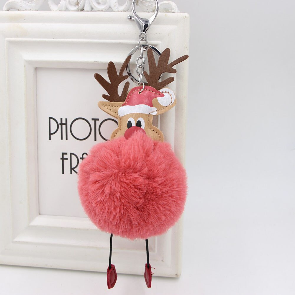 Plush Reindeer Keychain - Christmas Pom Pom Bag Charm & Gift Pendant from Mish Mash Market