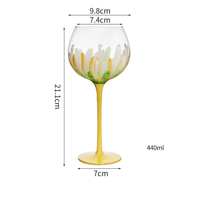 Hand-Painted Floral Glass Goblet – Elegant Flower Stemware for Weddings & Parties from Mish Mash Market
