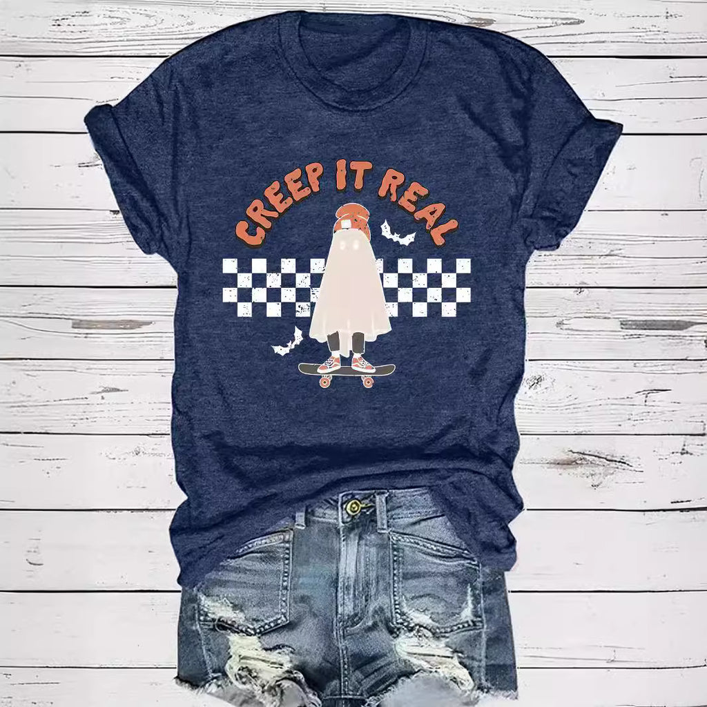 Creep It Real Halloween Ghost Graphic Short Sleeve T-Shirt from Mish Mash Market