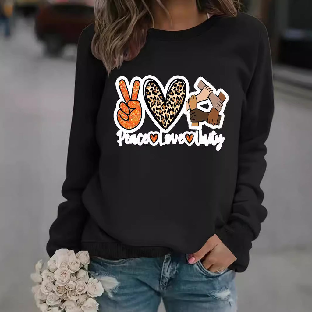 Women’s Peace Love Unity Printed Pullover – Casual Long Sleeve Crew Neck Graphic Sweatshirt from Mish Mash Market