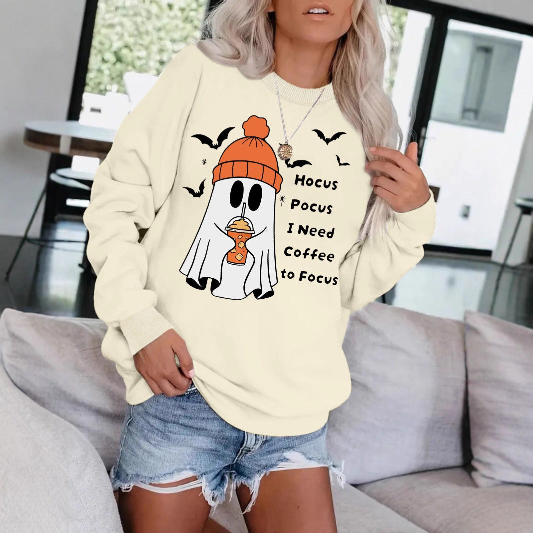 Halloween Ghost Hocus Pocus I Need Coffee to Focus Sweatshirt from Mish Mash Market
