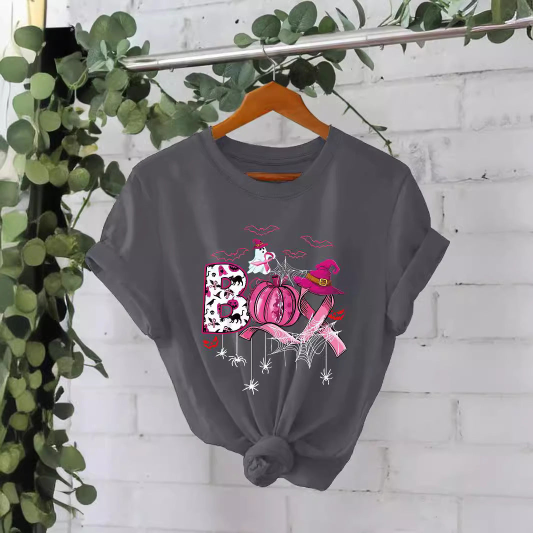 Halloween Pattern Graphic Printed Short Sleeve T-Shirt from Mish Mash Market