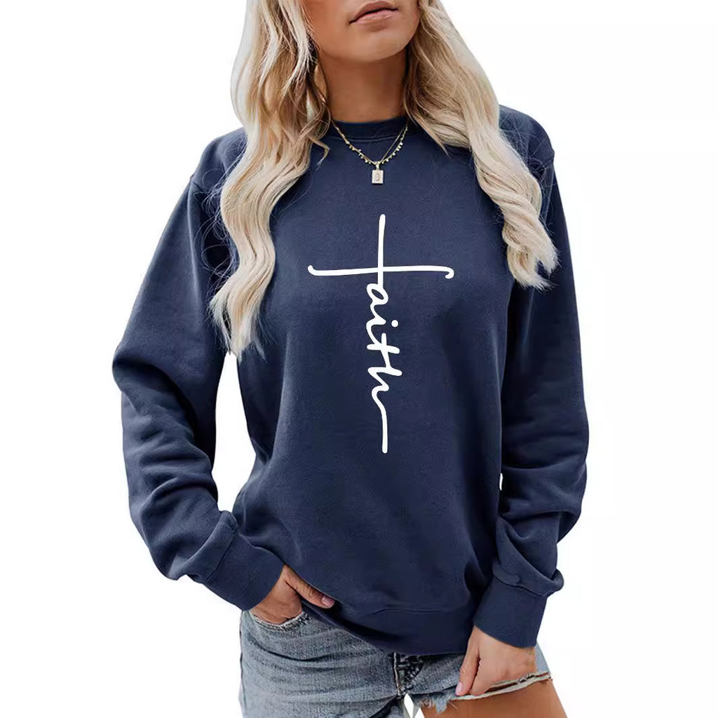 Faith Cross Oversized Fleece Pullover