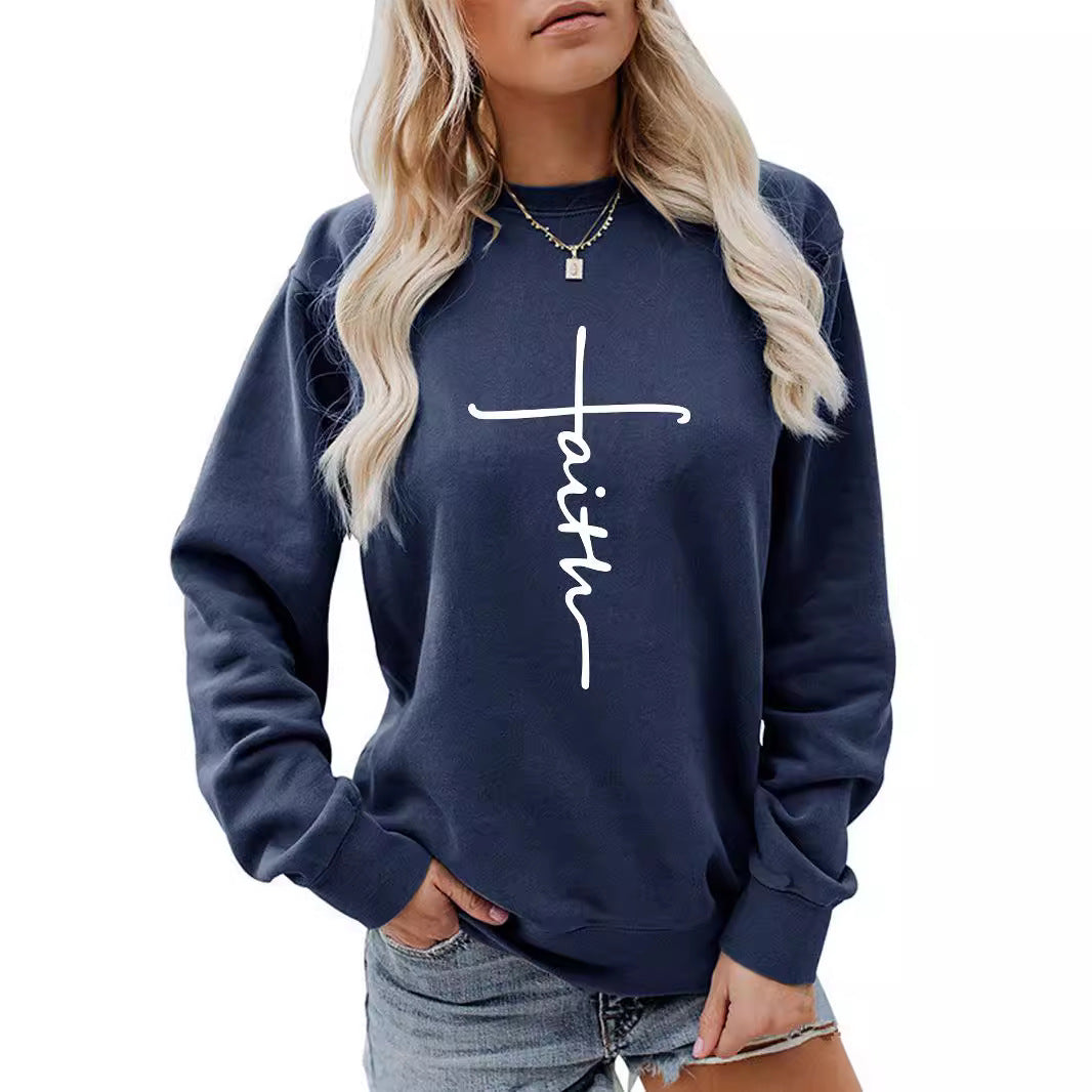 Faith Cross Oversized Fleece Pullover