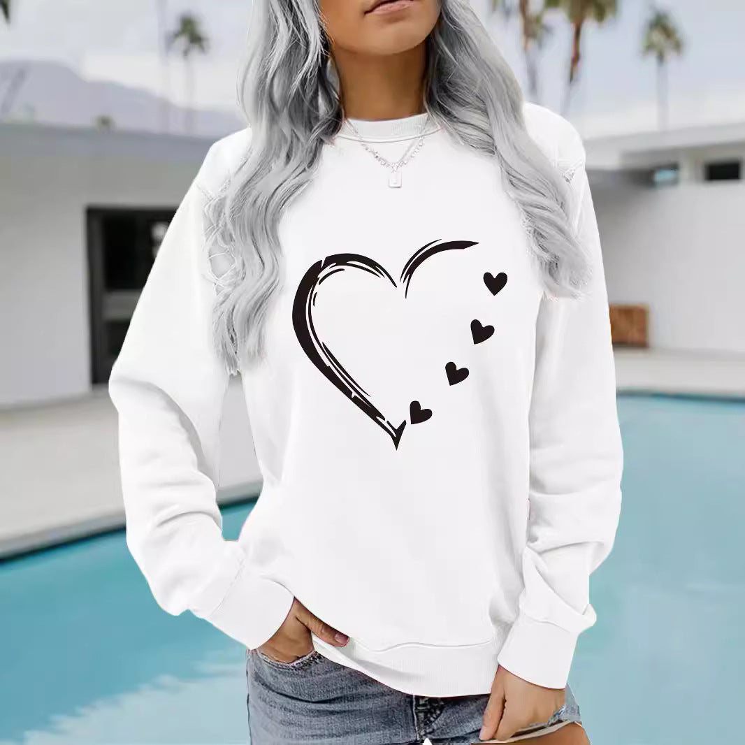 Heart Outline Graphic Hoodie - Casual Lover Inspired Printed Sweatshirt from Mish Mash Market