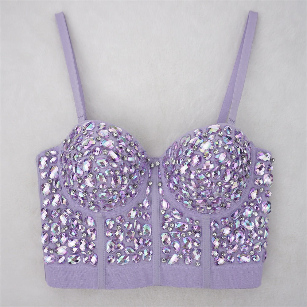Rhinestone Embellished Bustier Top - Sparkly Carnival & Festival Bralette