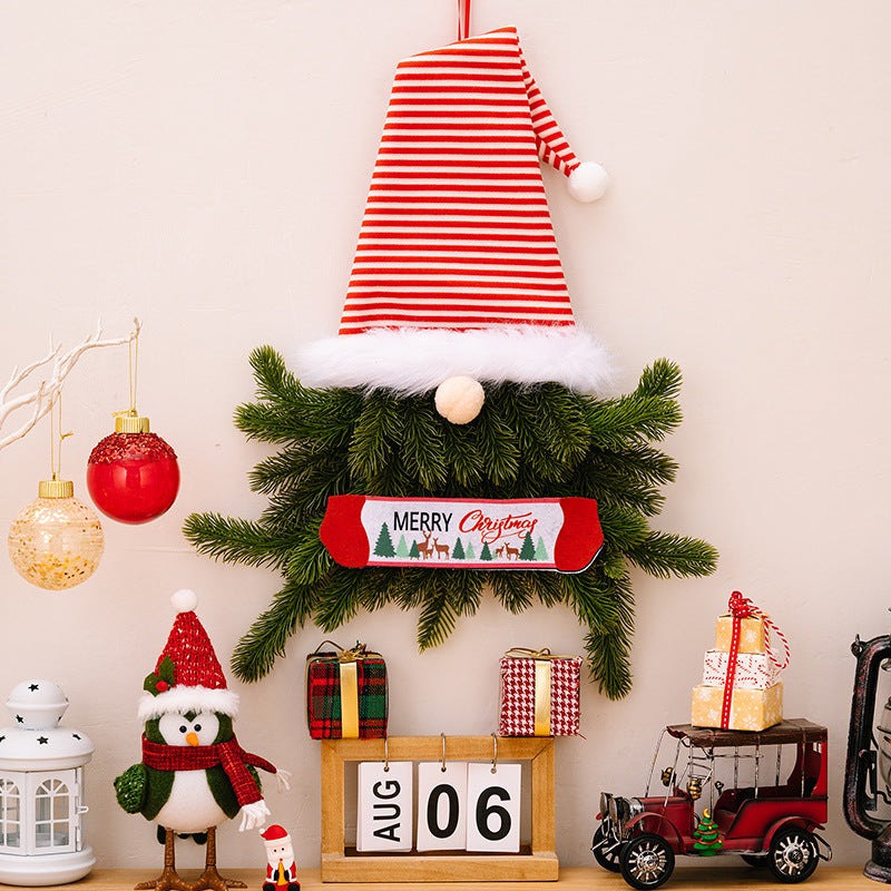 Striped Hat Gnome Christmas Door Wreath