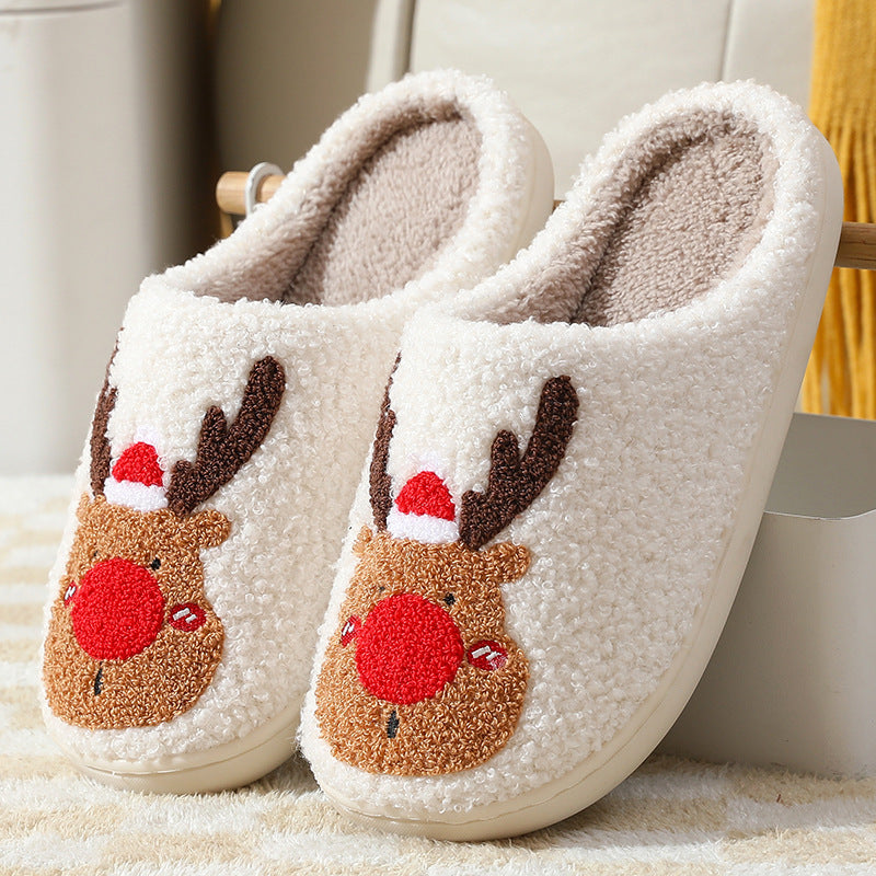 Christmas Elk Plush House Slippers from Mish Mash Market