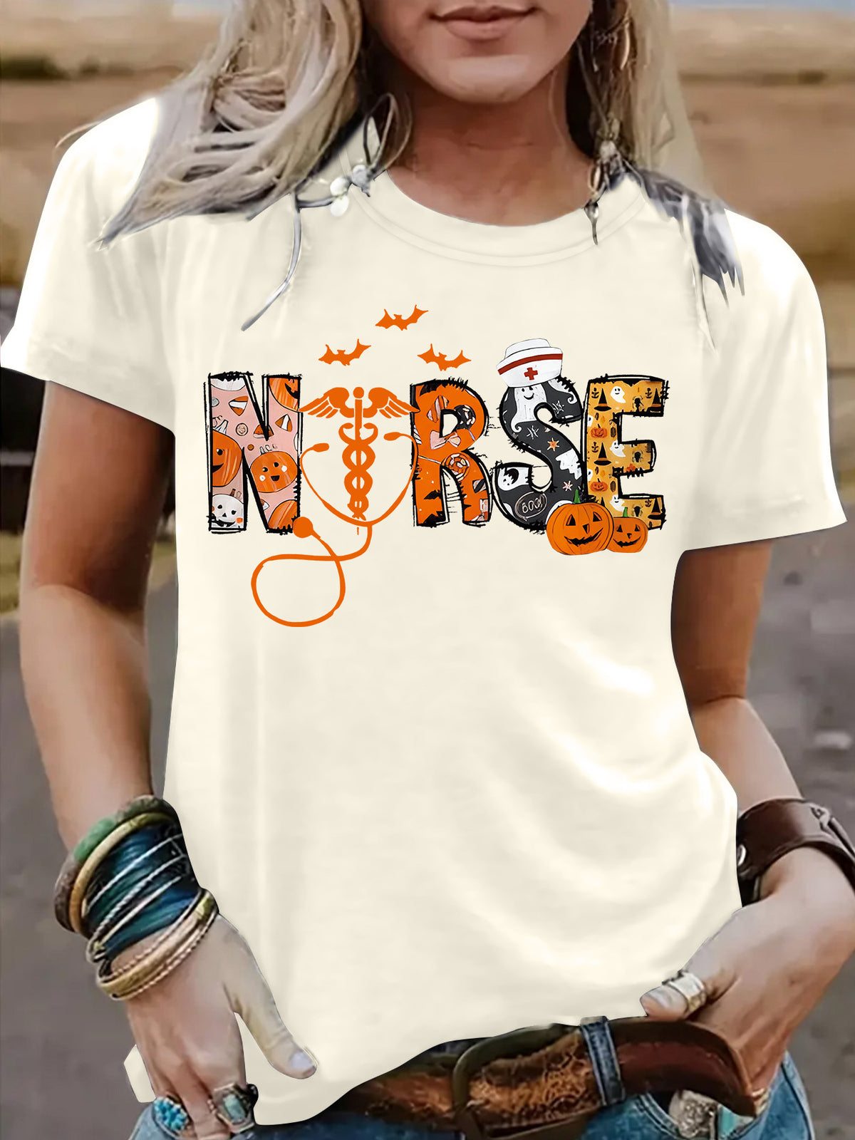 Spooktacular Halloween Nurse Graphic T-Shirt from Mish Mash Market
