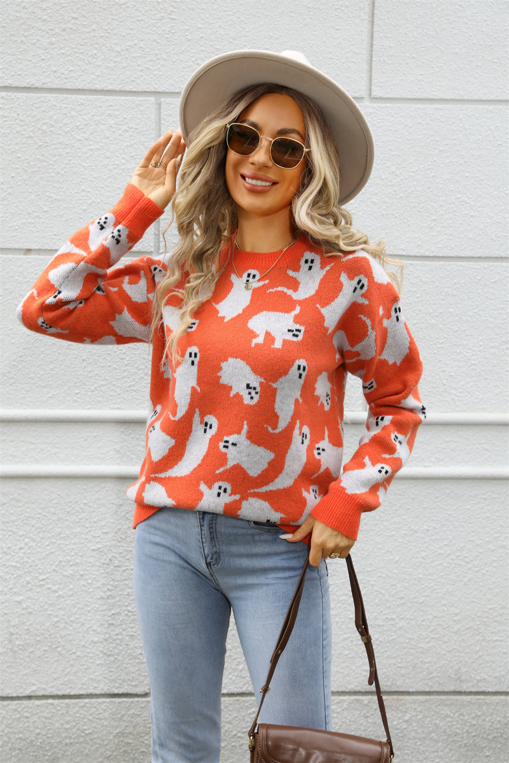 Halloween Ghost Print Knit Sweater Pullover from Mish Mash Market