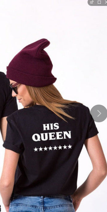The King & His Queen Matching Couple T-Shirts - Cotton Short Sleeve Tops from Mish Mash Market