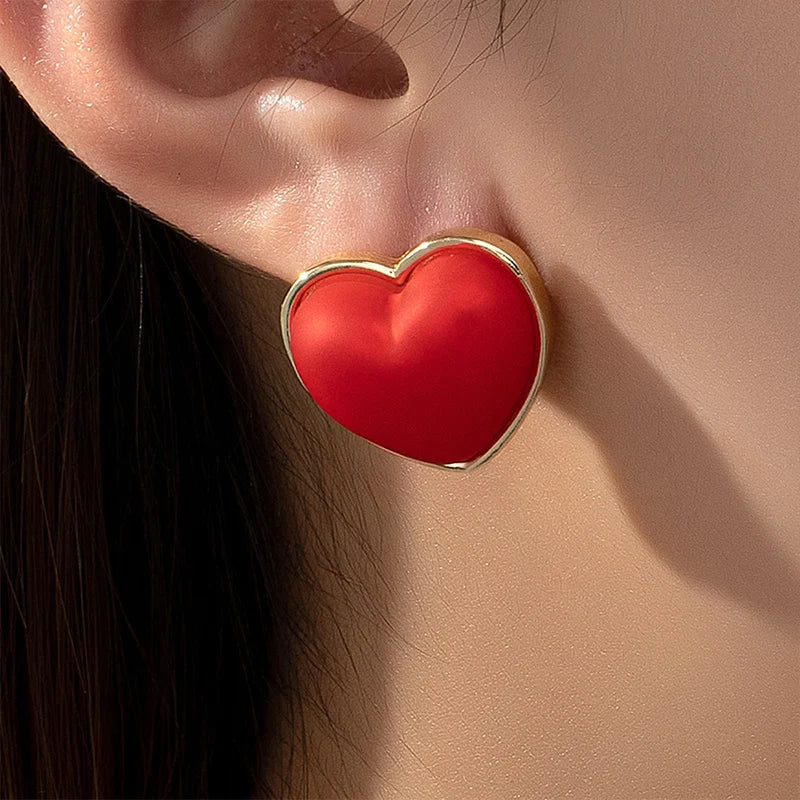 Women’s 3D Red Heart Stud Earrings – Exquisite Personalized Love Ear Jewelry
