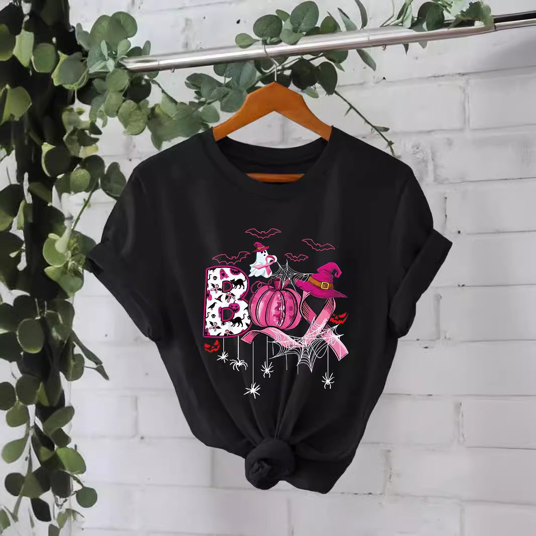 Halloween Pattern Graphic Printed Short Sleeve T-Shirt from Mish Mash Market