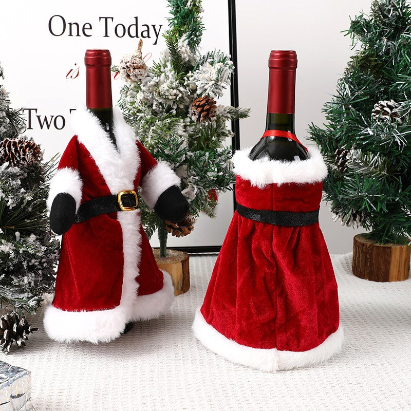 Christmas Red Wine Bottle Cover & Dress Decoration (Santa Suit Style) from Mish Mash Market