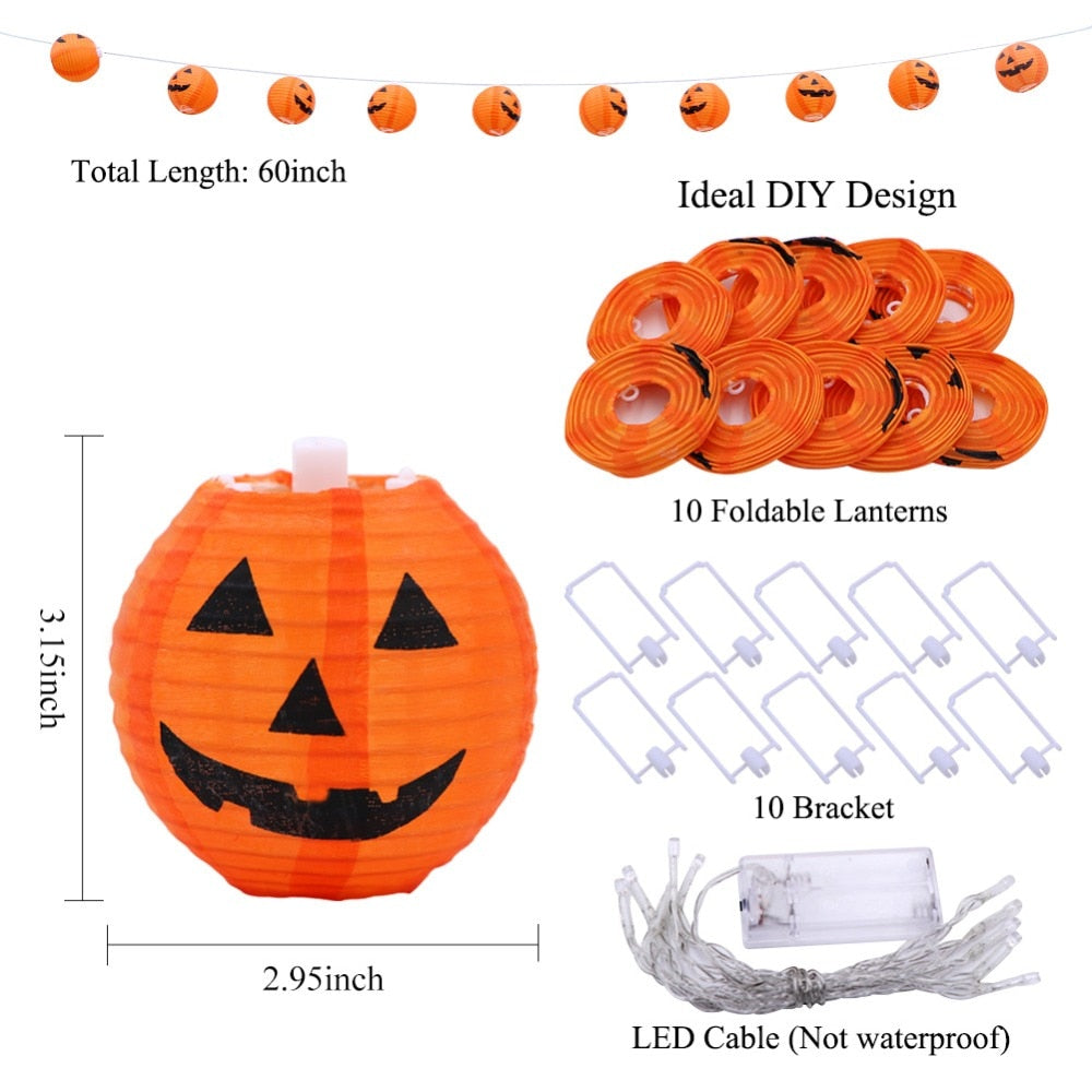10-LED Pumpkin String Lights, 4-Foot Warm White Halloween Decor from Mish Mash Market