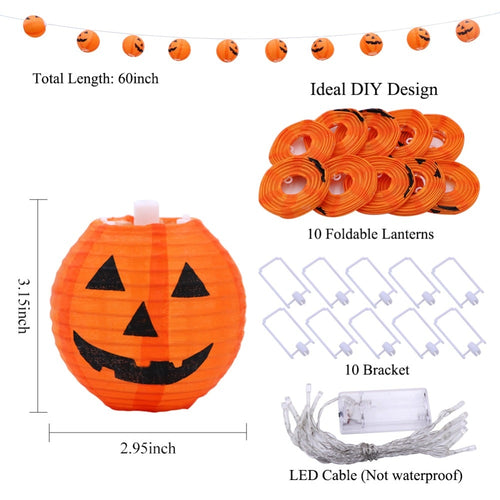 10-LED Pumpkin String Lights, 4-Foot Warm White Halloween Decor from Mish Mash Market