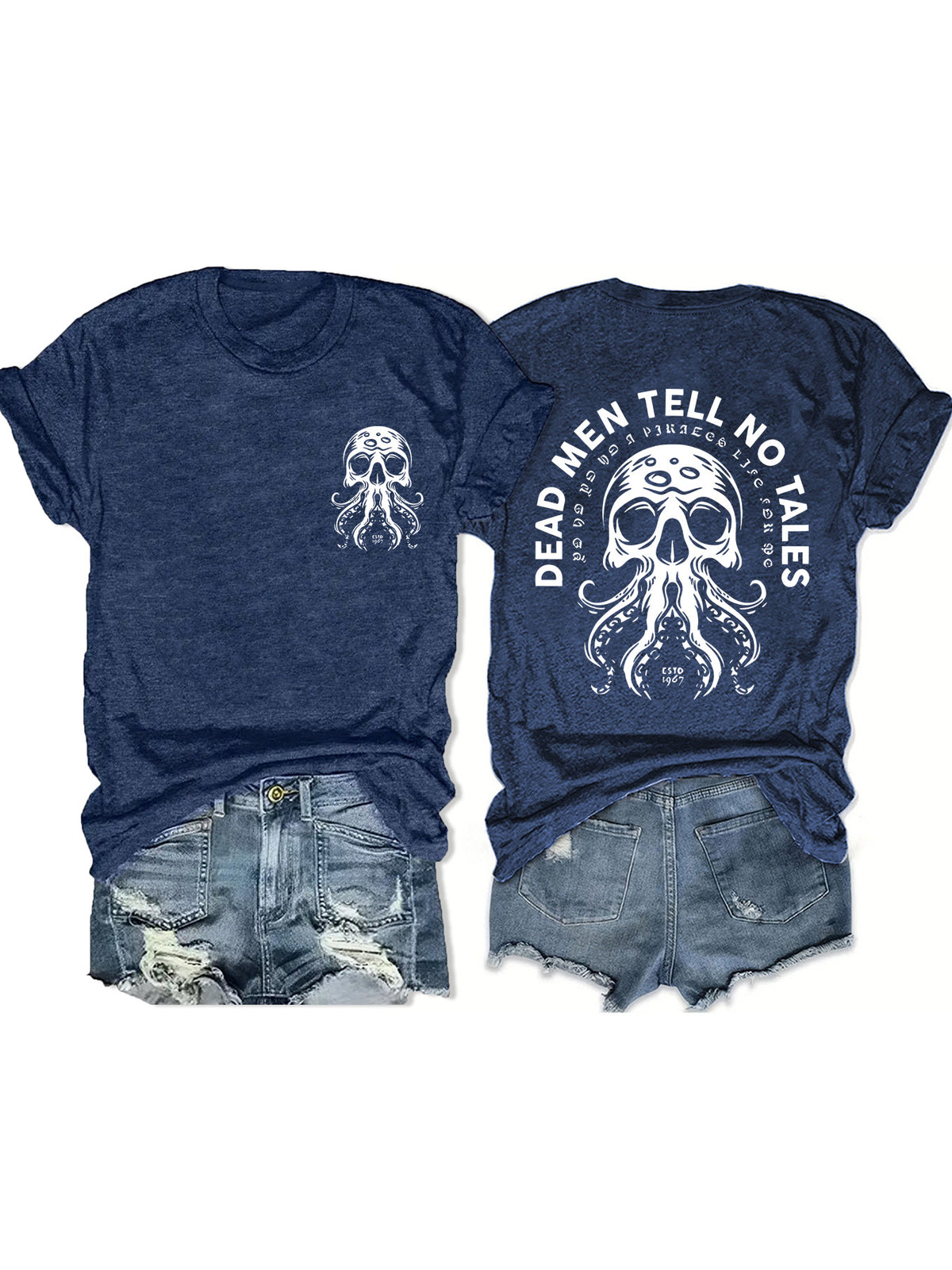 Halloween Octopus Skull Dead Men Tell No Tales Graphic Tee from Mish Mash Market