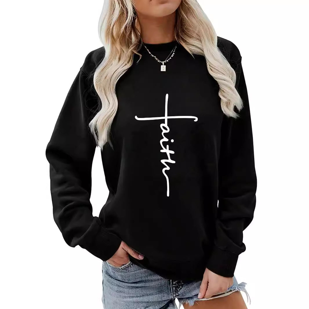 Faith Cross Oversized Fleece Pullover