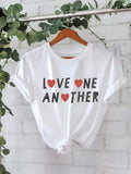 Women’s Love One Another Short Sleeve T-Shirt – Casual Crew Neck Graphic Pullover Top from Mish Mash Market